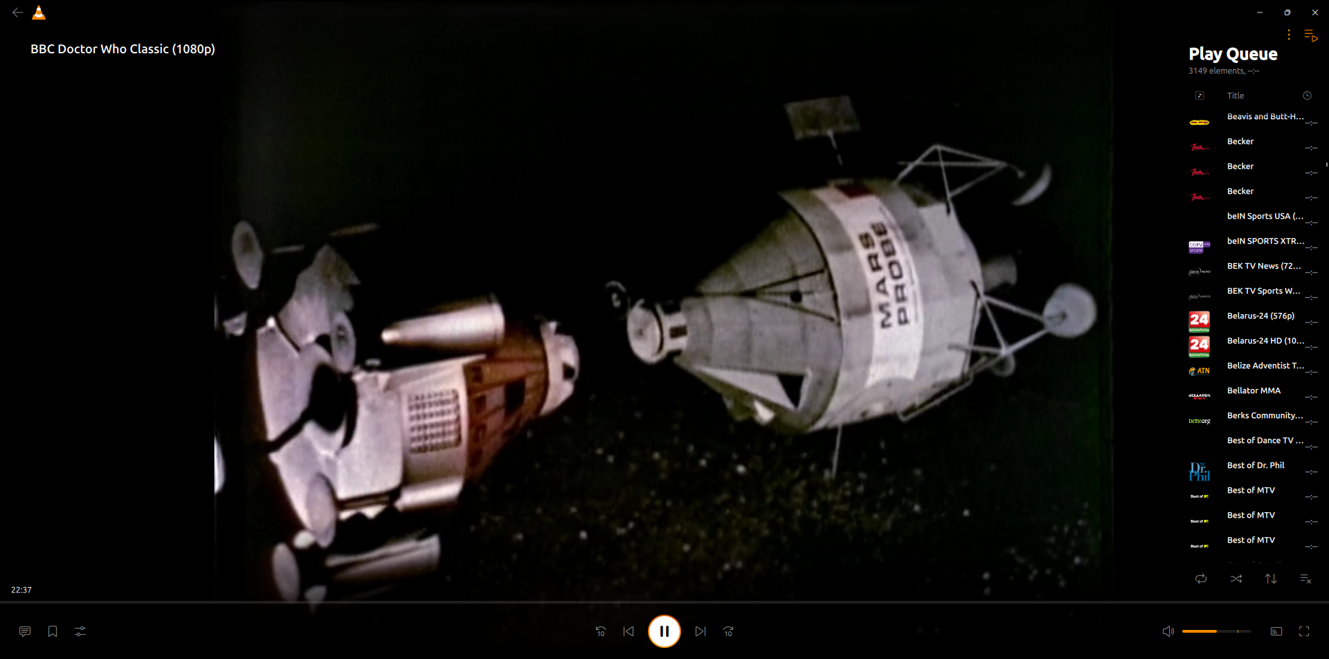 In the newer version of VLC, you see the playlist is on the right side rather than coming from the left. It's not covering as much of the video screen