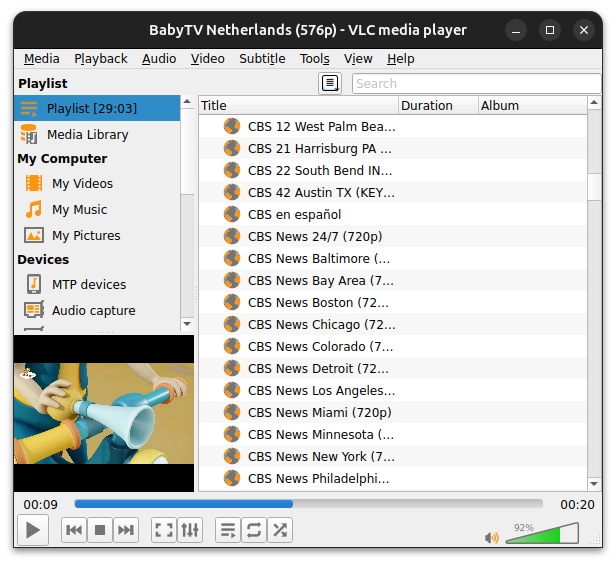 What the IPTV playlist looks like. You see all the channels available to choose from. It's so many.