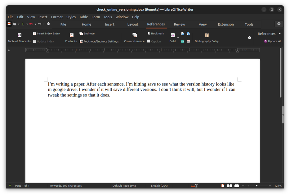 a paper in LibreOffice Writer