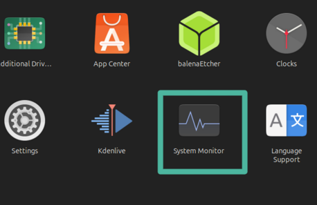 System Monitor icon in the Ubuntu 'show apps' pop up
